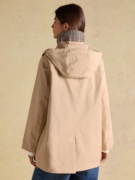 Joules Rainmore Cotton Rich Raincoat, Neutral - view 2, Neutral