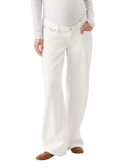 Ripe Billie Elastic Waist Maternity Jeans, Ecru
