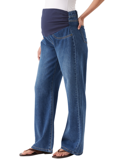 Ripe Billie Over Bump Maternity Jeans, Dark Wash - view 2, Dark Wash