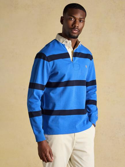 Joules Stripe Rugby Shirt, Blue/Navy, Blue/Navy