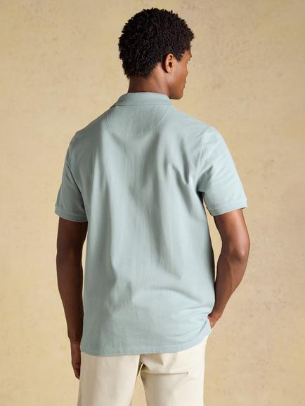 Joules Cotton Piqué Polo Shirt, Dusty Blue - view 2, Dusty Blue