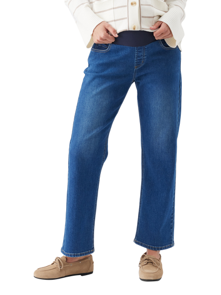 Ripe Teddy Straight Leg Maternity Ankle Grazer Jeans, Indigo Blue, Indigo Blue