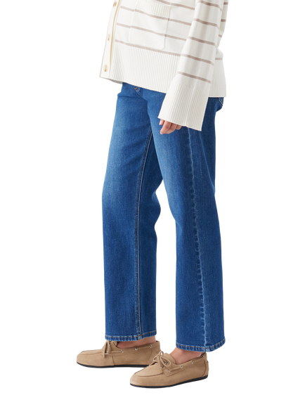 Ripe Teddy Straight Leg Maternity Ankle Grazer Jeans, Indigo Blue - view 2, Indigo Blue