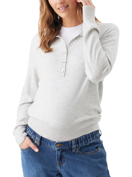 Ripe Piper Maternity and Nursing Polo Jumper, Silver Marl, Silver Marl