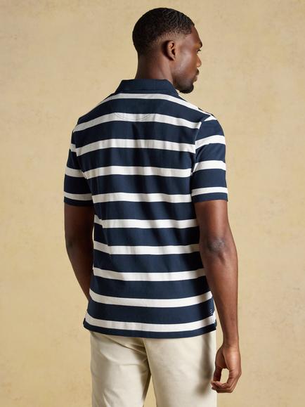 Joules Regular Fit Striped Cotton Polo Shirt, Navy/White - view 2, Navy/White