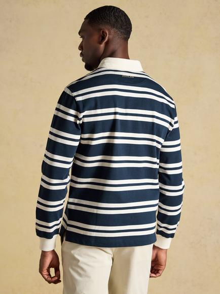 Joules Regular Fit Stripe Rugby Shirt, Navy/White - view 2, Navy/White