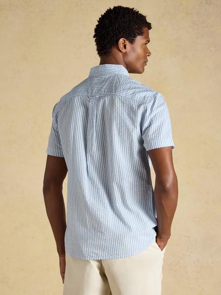 Joules Regular Fit Seersucker Shirt, Blue/White - view 2, Blue/White