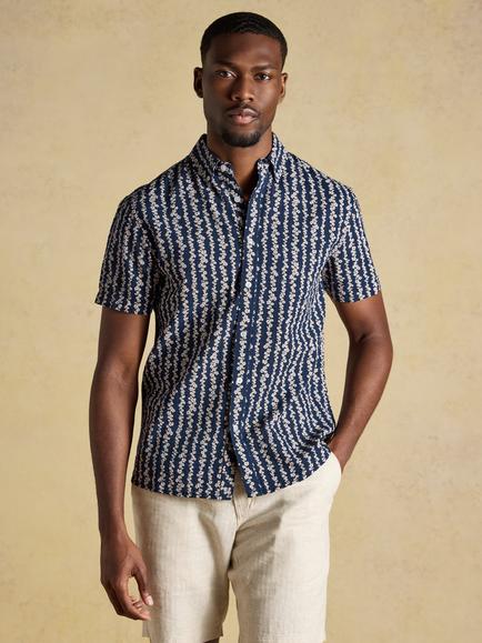 Joules Regular Fit Seersucker Cotton Shirt, Navy, Navy