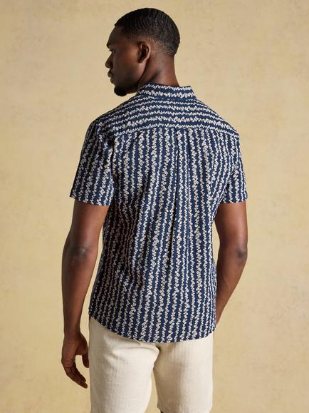 Joules Regular Fit Seersucker Cotton Shirt, Navy - view 2, Navy