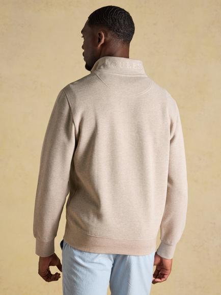 Joules Alistair Quarter-Zip Jumper, Oatmeal - view 2, Oatmeal