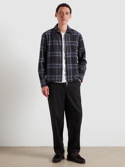 Farah Regular Cut Long Sleeve Check Zipped Top, True Navy - view 2, True Navy