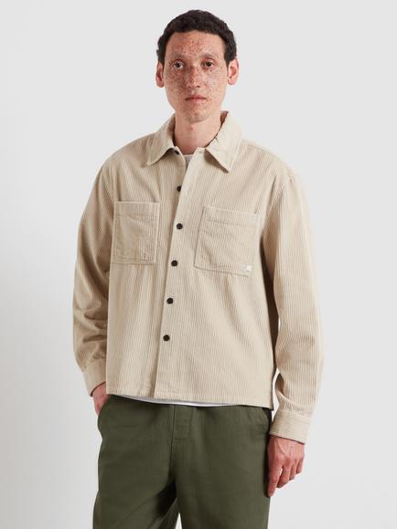 Farah Regular Cut Long Sleeve Corduroy Shirt, Putty, Putty
