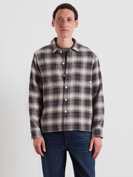 Farah Regular Cut Long Sleeve Check Cotton Shirt, Dark Brown, Dark Brown