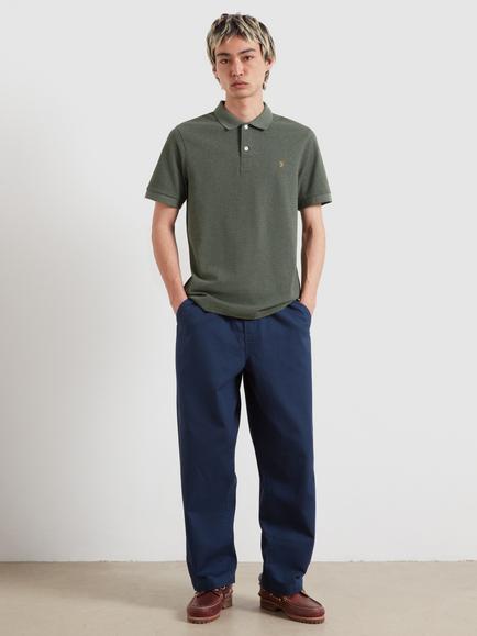 Farah Short Sleeve Cotton Polo Shirt, Rosemary Marl - view 2, Rosemary Marl