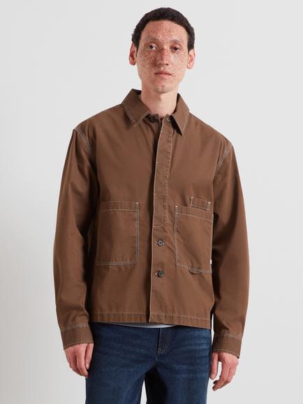 Farah Regular Cut Long Sleeve Cotton Shirt, Dark Brown, Dark Brown