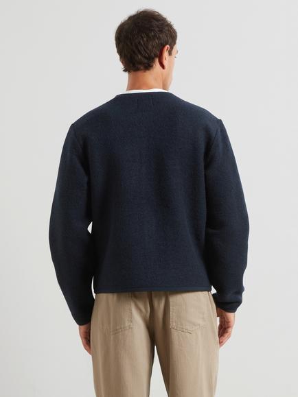Farah Wool Rich Round Neck Zip-Through Sweatshirt, True Navy - view 2, True Navy