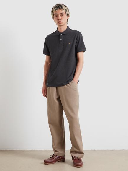 Farah Regular Cut Short Sleeve Polo Shirt, Washed Black - view 2, Washed Black