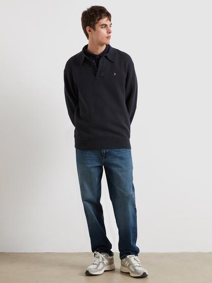 Farah Cotton Polo Shirt, True Navy - view 2, True Navy