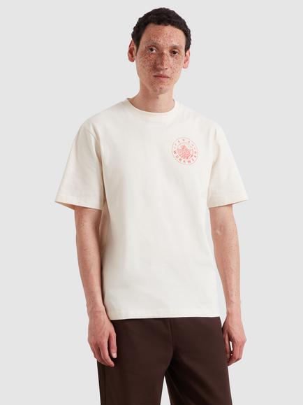 Farah Cotton Crew Neck T-Shirt, Ecru, Ecru
