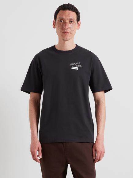 Farah Tilsworth Crew Neck Cotton T-Shirt, Black, Black