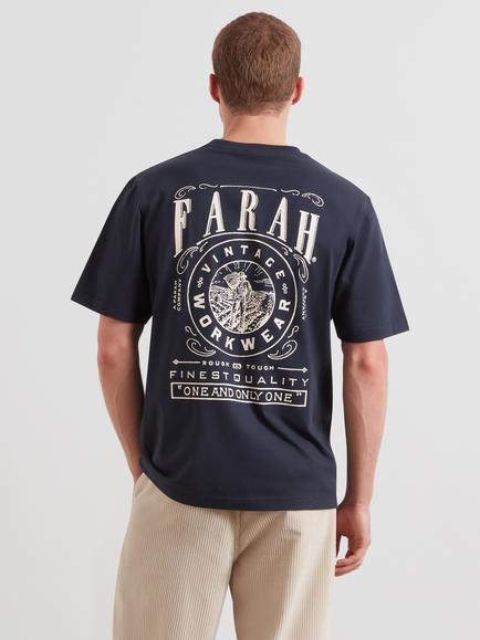 Farah Haise Graphic Print Crew Neck Cotton T-Shirt, True Navy - view 2, True Navy
