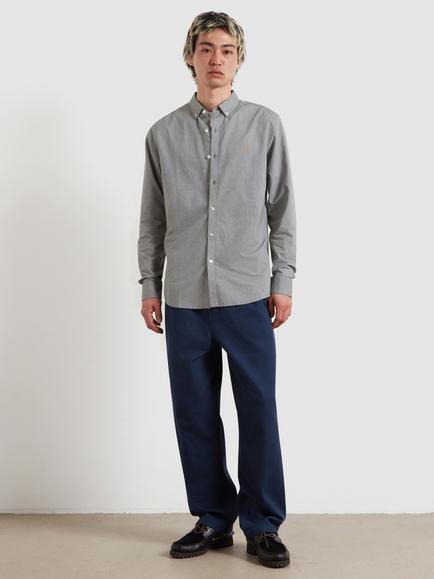 Farah Slim Fit Button Neck Long Sleeve Cotton Shirt, Rosemary/White - view 2, Rosemary/White