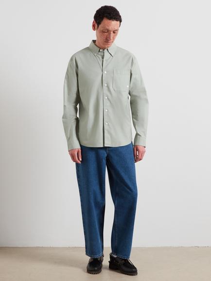 Farah Brewer Button Down Cotton Shirt, Rosebush Green - view 2, Rosebush Green