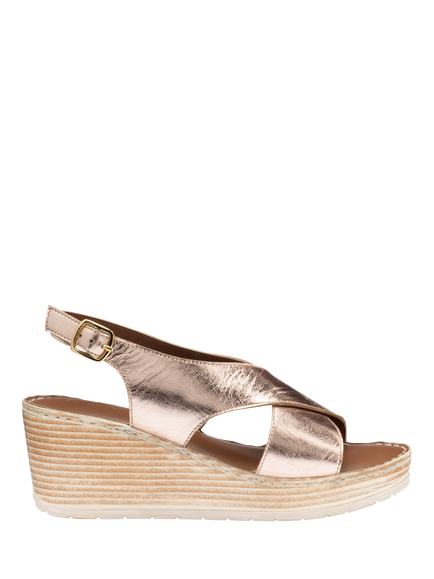 Ravel Branton Leather Wedge Heel Sandals, Rose Gold, Rose Gold