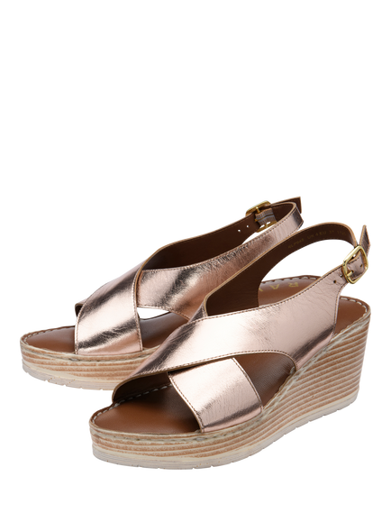 Ravel Branton Leather Wedge Heel Sandals, Rose Gold - view 2, Rose Gold