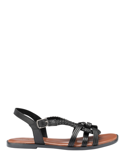 Ravel Danby Leather Flat Strappy Sandals, Black, Black