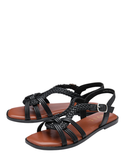 Ravel Danby Leather Flat Strappy Sandals, Black - view 2, Black