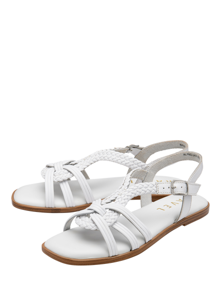 Ravel Danby Leather Flat Strappy Sandals, White - view 2, White