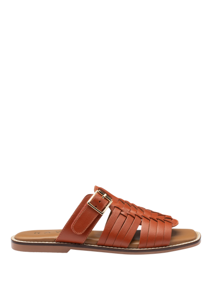 Ravel Dene Leather Mule Sandals, Orange