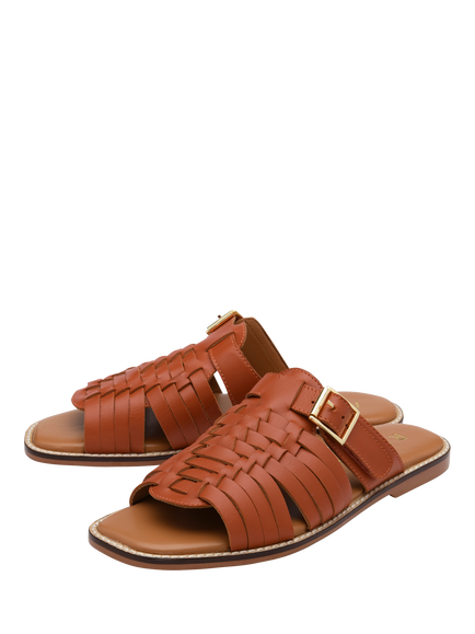 Ravel Dene Leather Mule Sandals - view 2, Orange