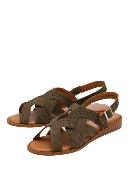 Ravel Waren Woven Leather Footbed Sandals - view 2, Khaki