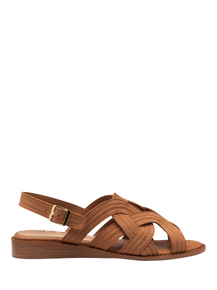 Ravel Waren Woven Leather Footbed Sandals, Tan