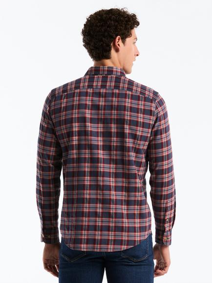 Original Penguin Cotton Check Shirt, Dark Sapphire - view 2, Dark Sapphire
