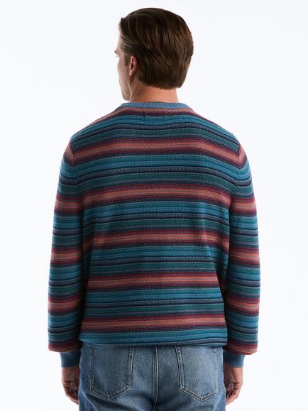 Original Penguin Cotton Rich Stripe Crew Neck Sweatshirt, Copen Blue - view 2, Copen Blue
