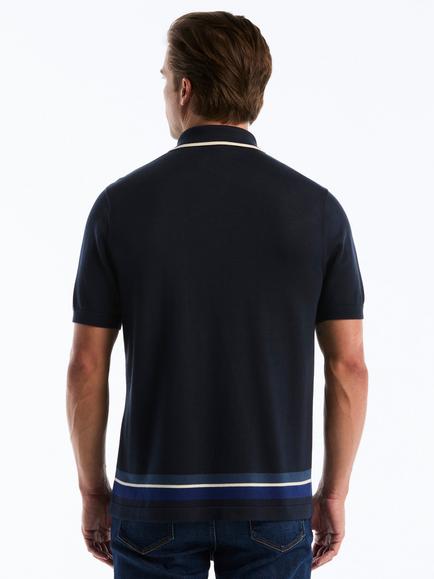 Original Penguin Button Through Short Sleeve Cotton Blend Shirt, Dark Sapphire - view 2, Dark Sapphire