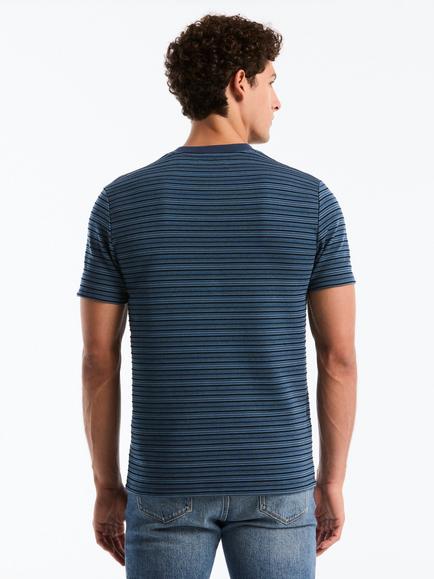 Original Penguin Cotton Blend Stripe Crew Neck T-Shirt, Sargasso Sea - view 2, Sargasso Sea