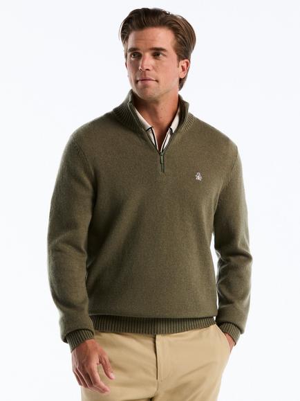 Original Penguin Wool Zip Neck Sweatshirt, Dusty Olive, Dusty Olive