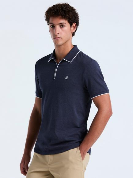 Original Penguin Cotton Polo Shirt, Dark Sapphire Hthr, Dark Sapphire Hthr