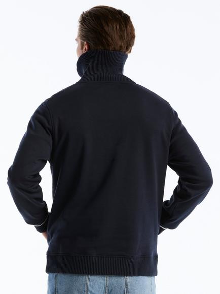 Original Penguin Cotton Rich Funnel Neck Jumper, Dark Sapphire - view 2, Dark Sapphire