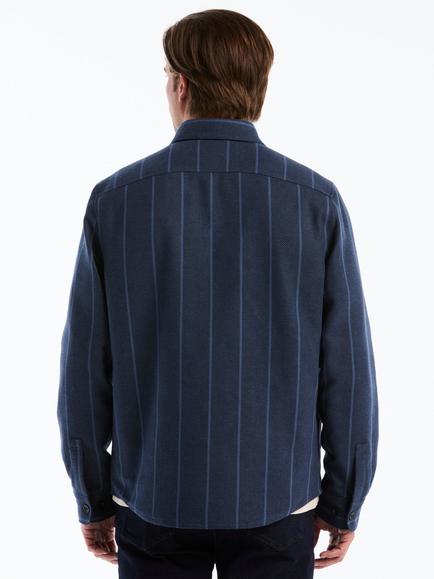 Original Penguin Stripe Cotton Blend Shacket, Dark Sapphire - view 2, Dark Sapphire
