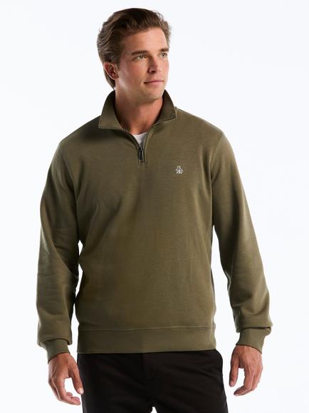 Original Penguin Quarter Zip Cotton Blend Sweatshirt, Dusty Olive, Dusty Olive