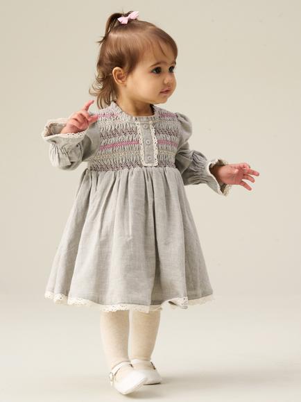 Angel & Rocket Kids' Abigail Embroidered Dress, Grey, Grey