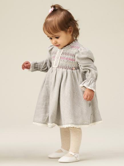 Angel & Rocket Kids' Abigail Embroidered Dress, Grey - view 2, Grey