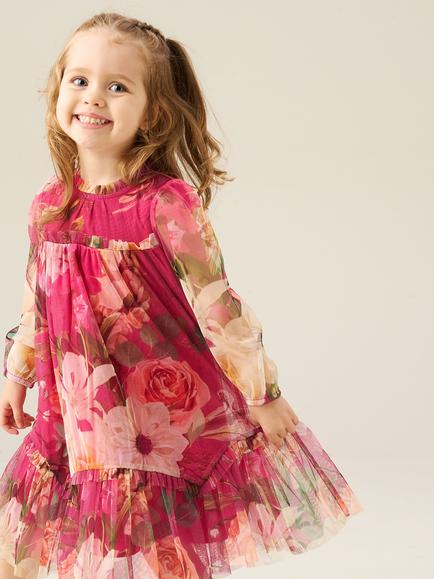 Angel & Rocket Kids' Isadora Mesh Dress, Pink, Pink