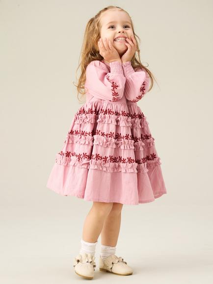 Angel & Rocket Baby Reyna Embroidered Dress, Pink - view 2, Pink