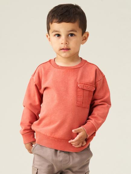 Angel & Rocket Kids' Enzo Cotton Utility Sweatshirt, Orange, Orange